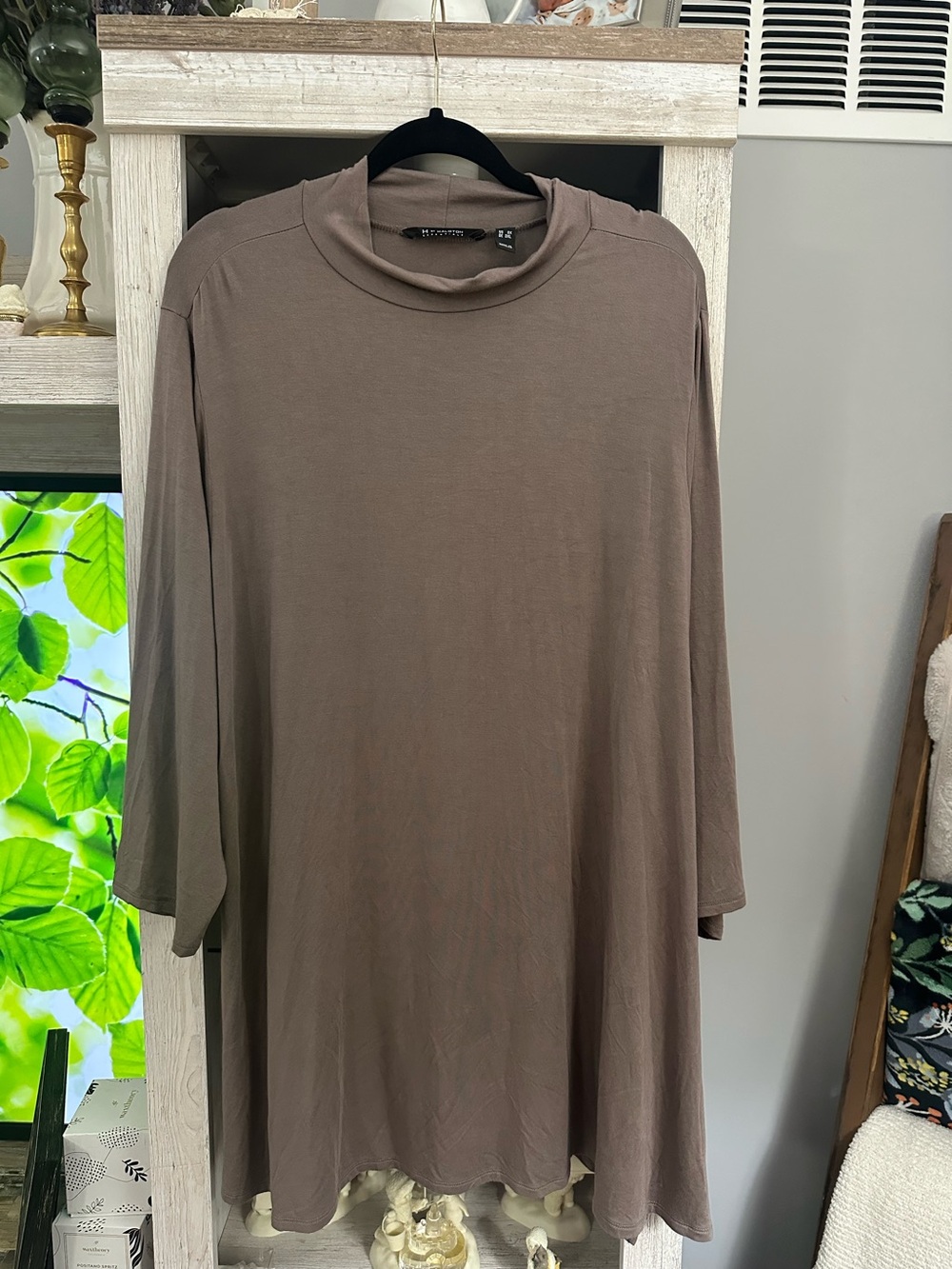 H by Halston Taupe Brown Tunic Top